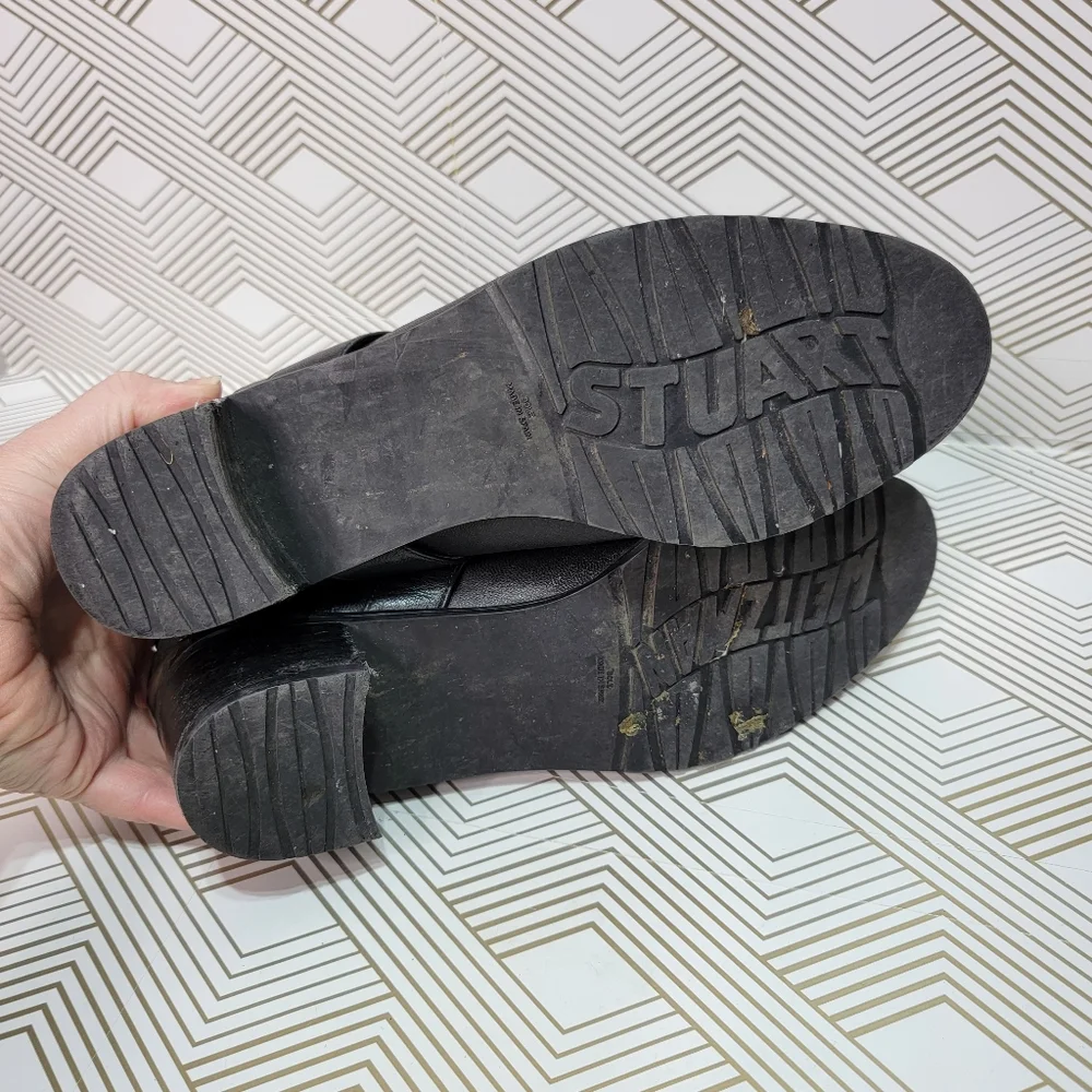 Stuart Weitzman MANLOW Black Leather Ankle Bootie Salon Boots Women's Size 9M. - Picture 5 of 10